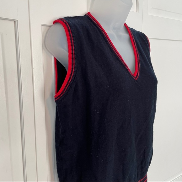 Vintage Navy Sweater Vest Knit Acrylic Retro Old Money - Picture 2 of 7